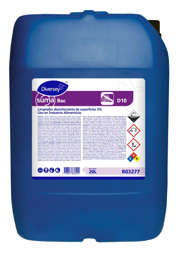 Limpiador desinfectante en formato de 20 litros.